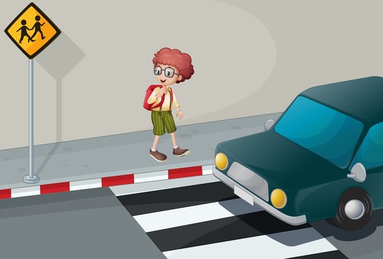 Ilustração criança aguardando para atravessar a rua - Matthew Cole/ShutterStock.com