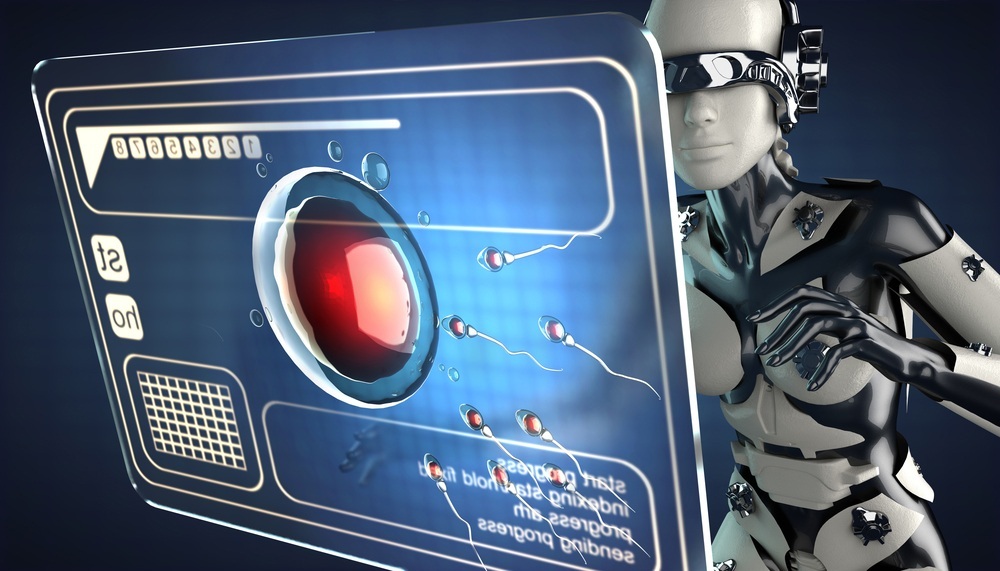 robô e uma tela holográfica - foto: videodoctor/ShutterStock.com
